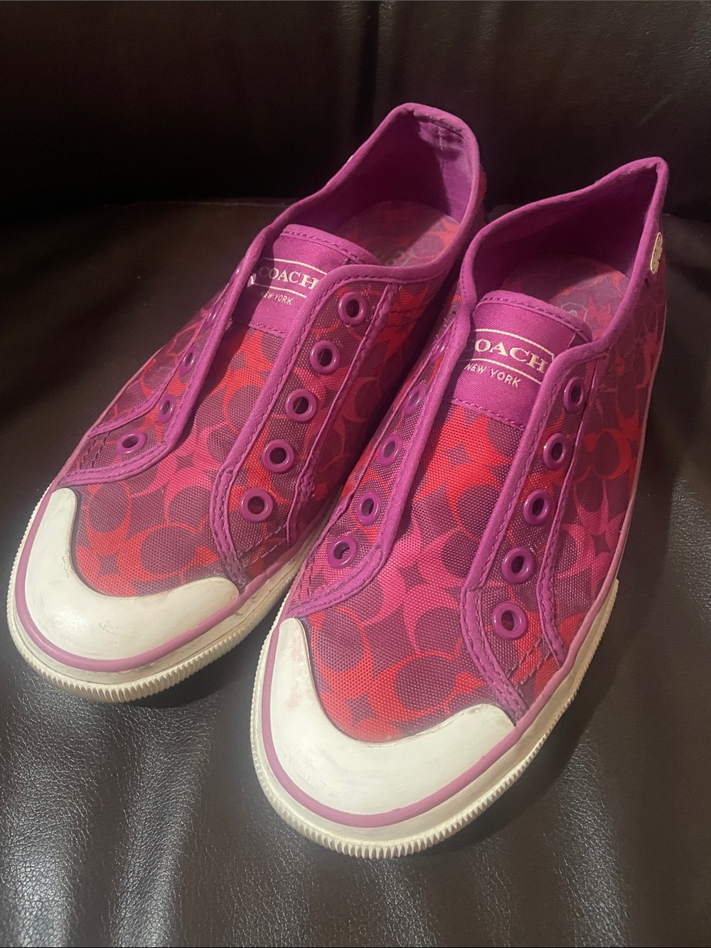 Coach Pink & Fuchsia Signature Slip-On Sneakers